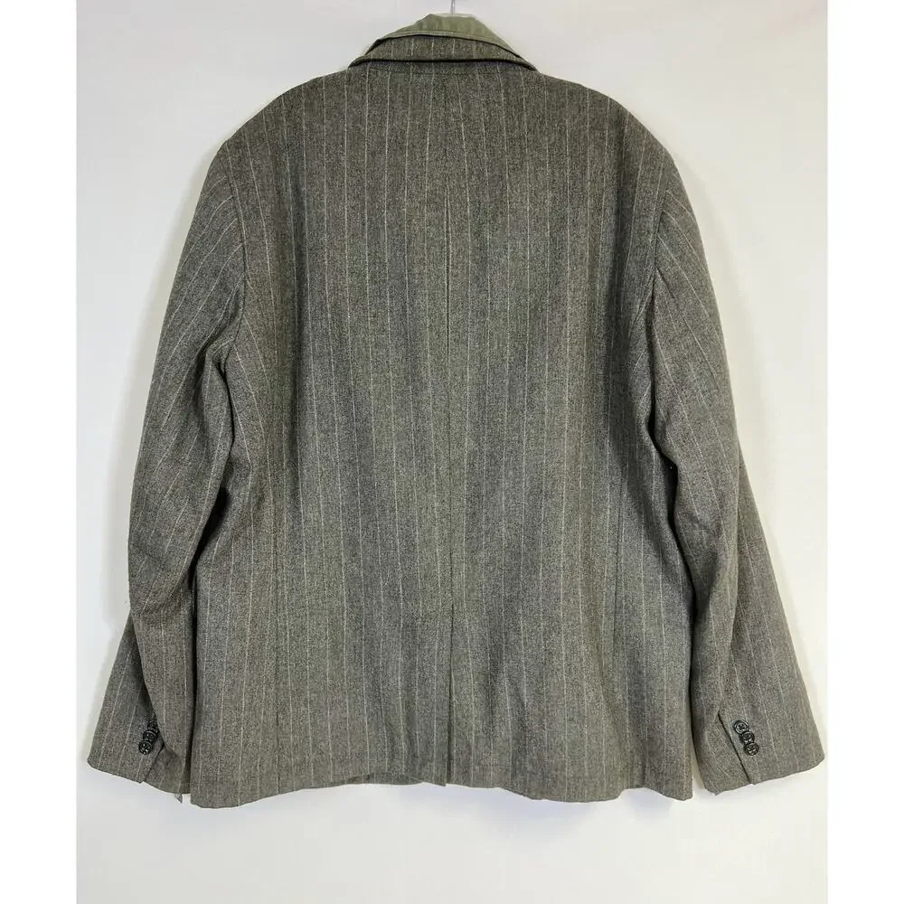 Banana Republic Wool Blazer & Removable Insulated Lining Mens L‎ Gray Pinstripe